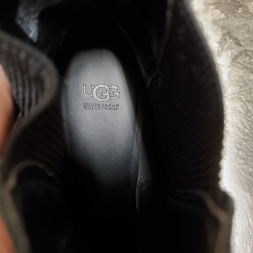 Ugg Hazel Waterproof Block Heel Black Suede Leather Chelsea Ankle Boots Bootie‎ - Picture 9 of 10